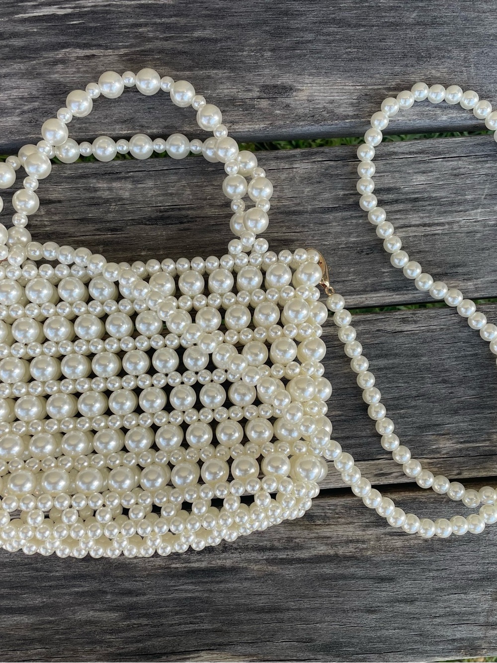 Pearl Beaded Crossbody Purse - White